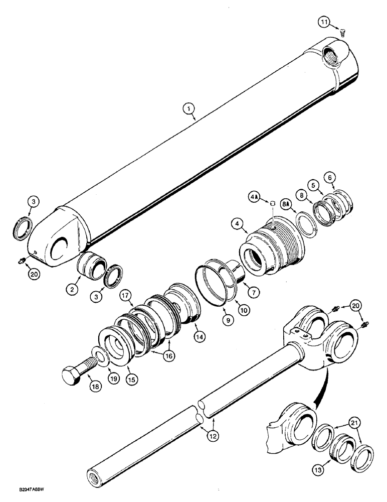 Схема запчастей Case W36 - (8-412) - G100537 TILT CYLINDER (08) - HYDRAULICS