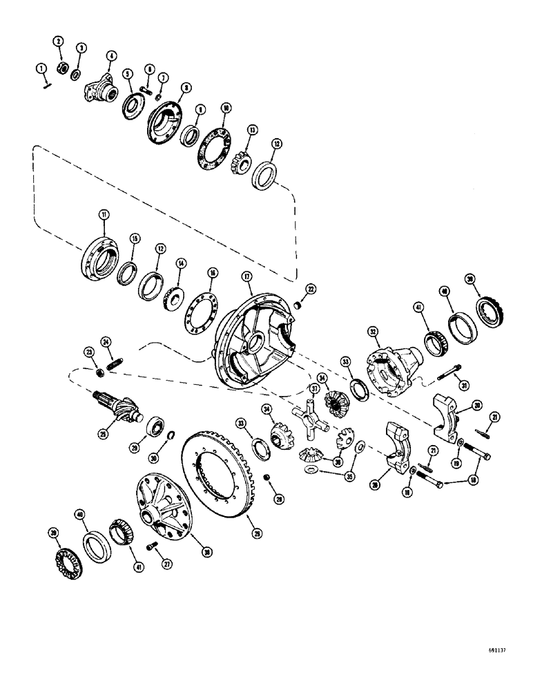 Схема запчастей Case W10C - (188) - L15394 REAR STEERING AXLE, DIFFERENTIAL (06) - POWER TRAIN