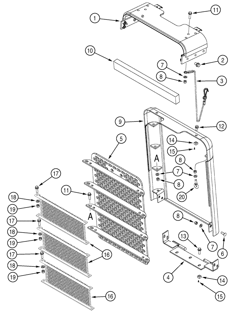 Схема запчастей Case 650H - (09-15) - GUARD, RADIATOR GRILLE AND SCREEN (09) - CHASSIS
