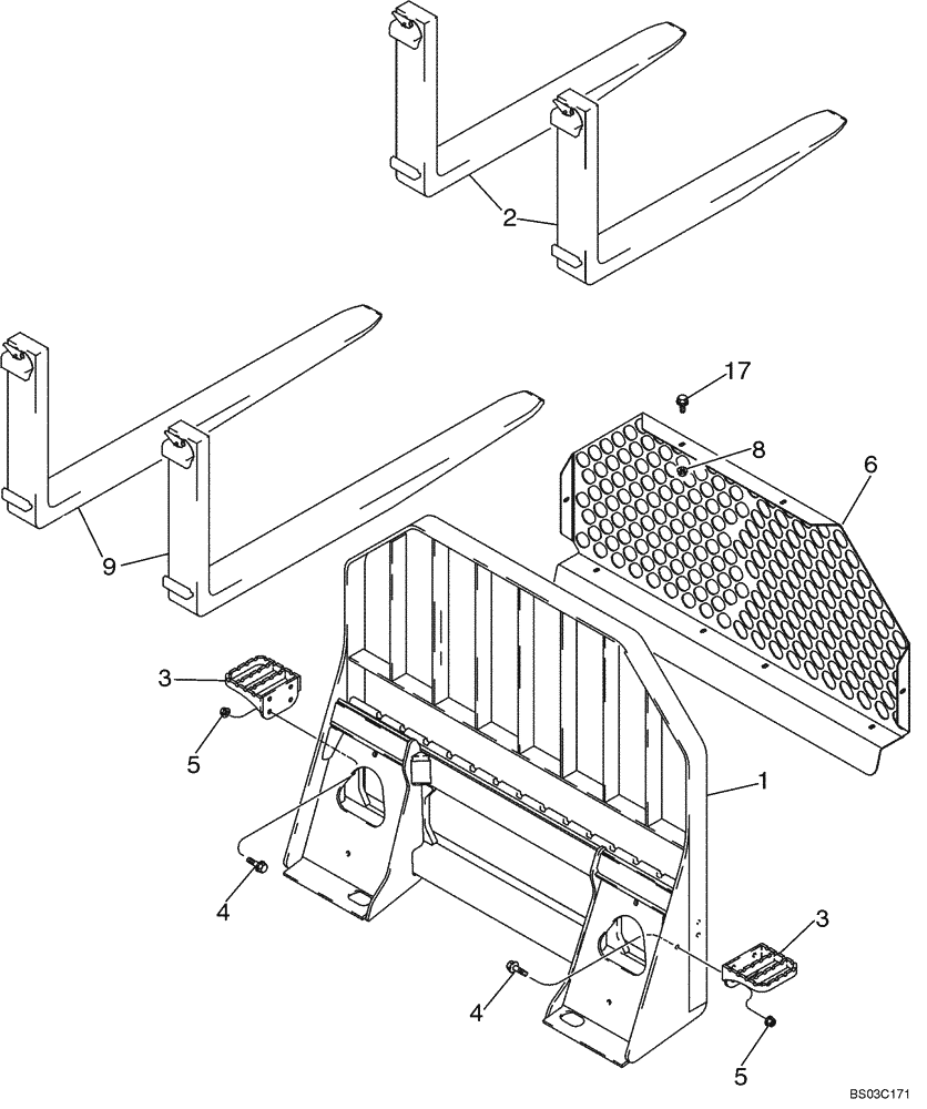 Схема запчастей Case 1845C - (09-19A) - PALLET FORK (09) - CHASSIS/ATTACHMENTS
