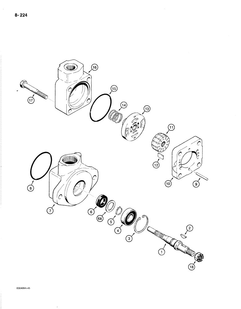 Схема запчастей Case 1080B - (8-224) - HYDRAULIC PUMP, USED WITH CONTROL CIRCUITS (08) - HYDRAULICS