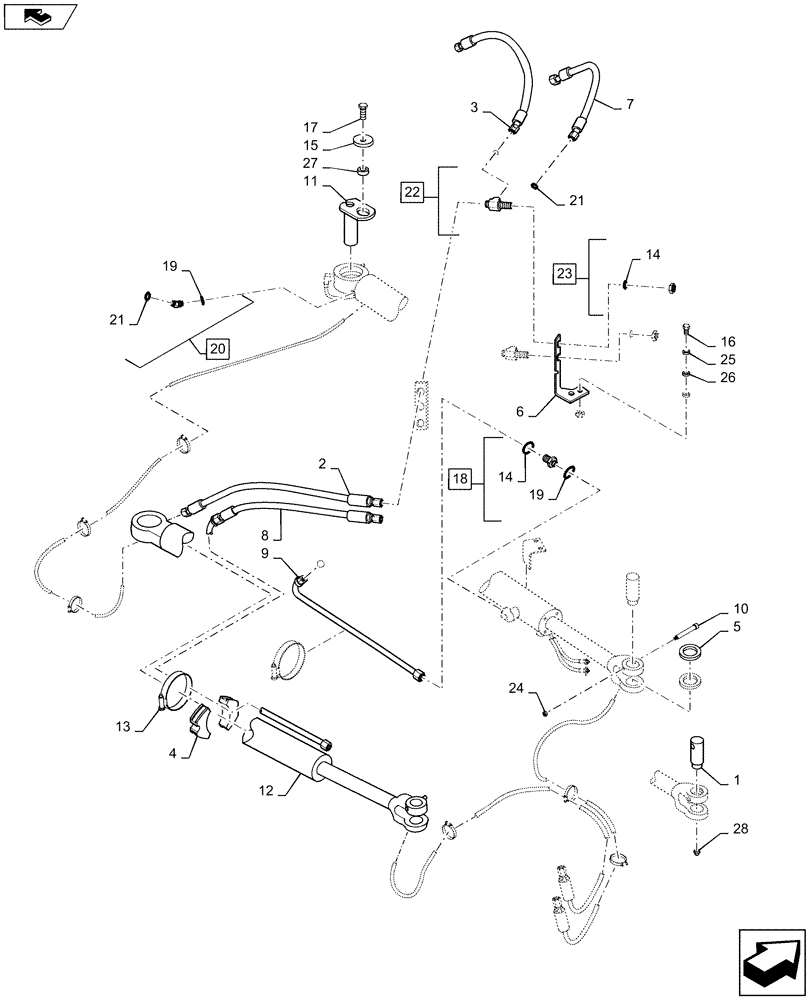 Схема запчастей Case 721F - (41.216.01[01]) - STEERING CYLINDER INSTALLATION (41) - STEERING