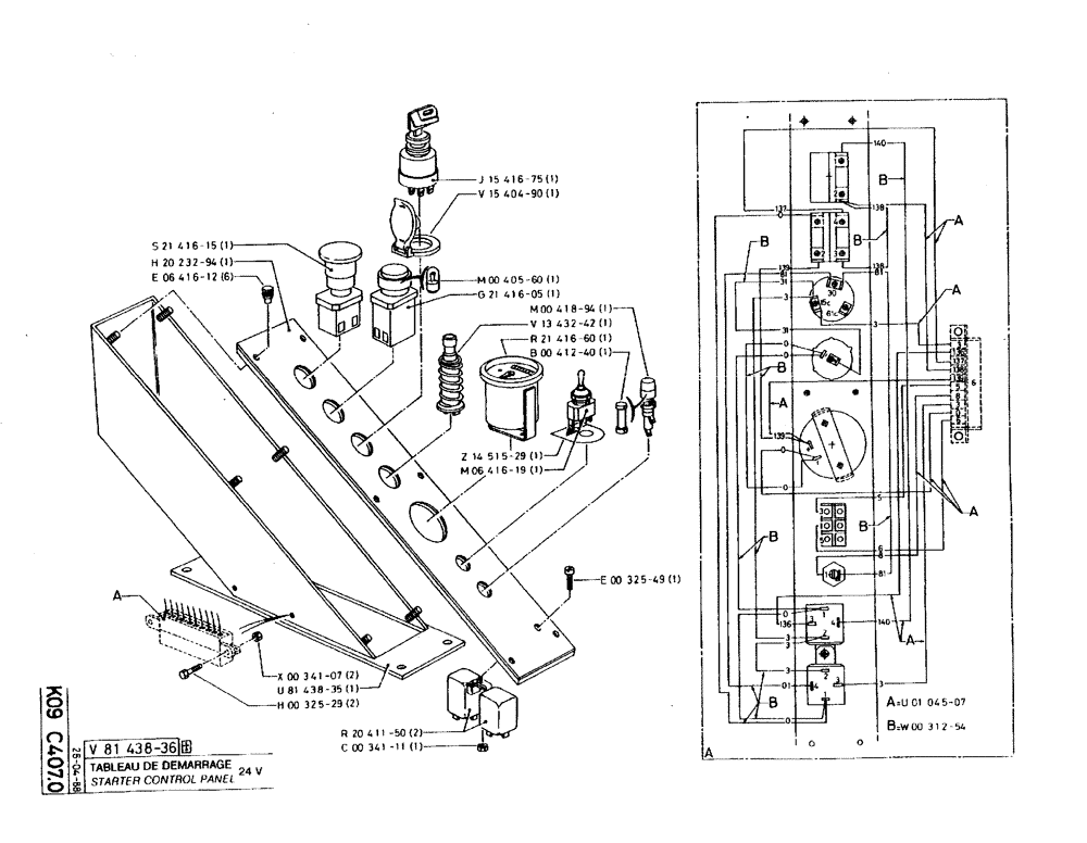 Схема запчастей Case 220B - (K09 C407.0) - STARTER CONTROL PANEL - 24 V (06) - ELECTRICAL SYSTEMS