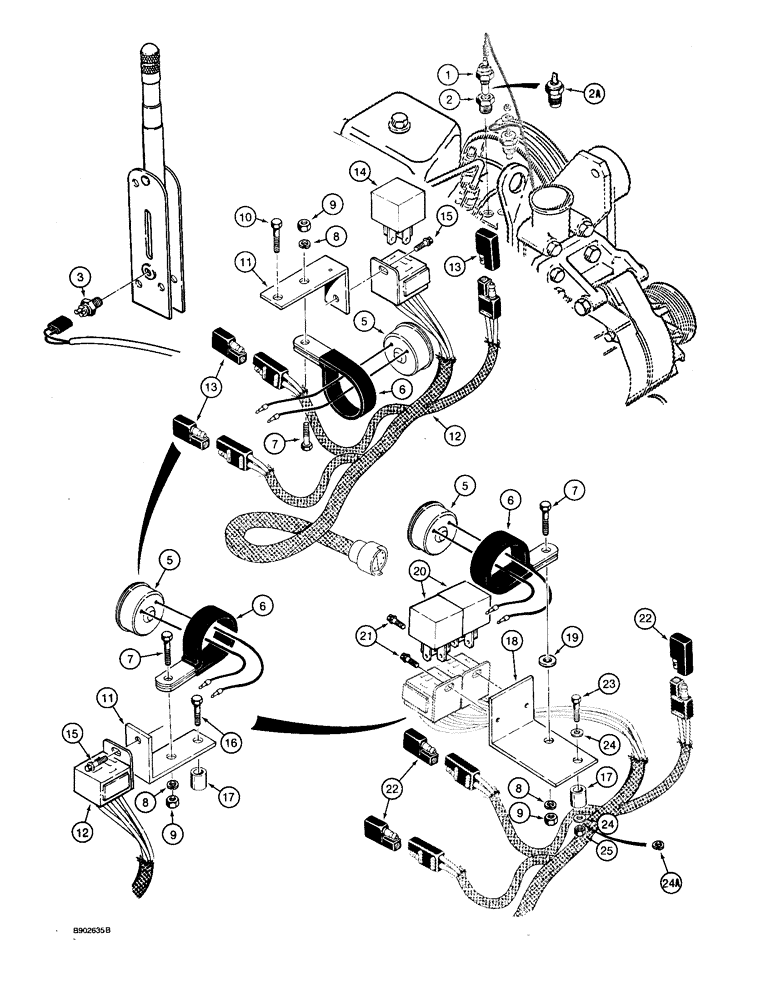Схема запчастей Case 590 - (4-50) - SPECIAL PARTS USED ON MODELS W/ AUDIBLE WARNING ALARM FOR WATER TEMPERATURE, ENG. OIL PRESSURE (04) - ELECTRICAL SYSTEMS