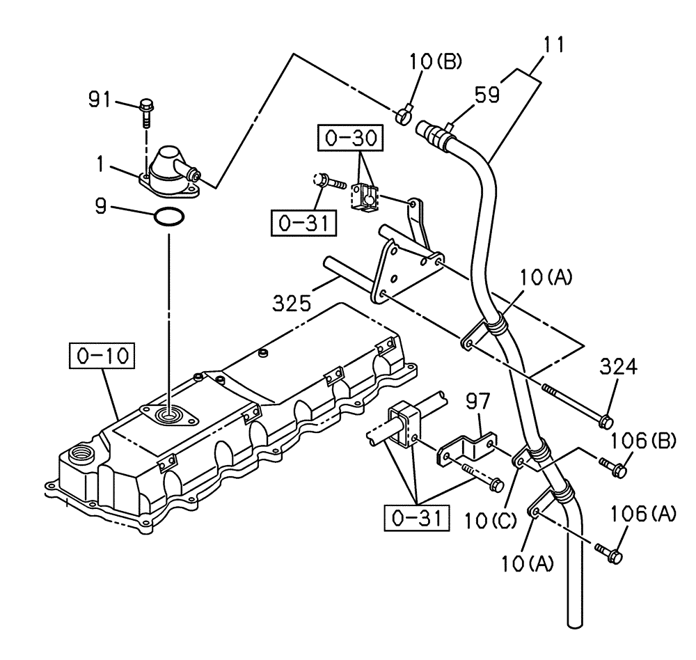 Схема запчастей Case CX300C - (02-028-01[01]) - BREATHER (02) - ENGINE