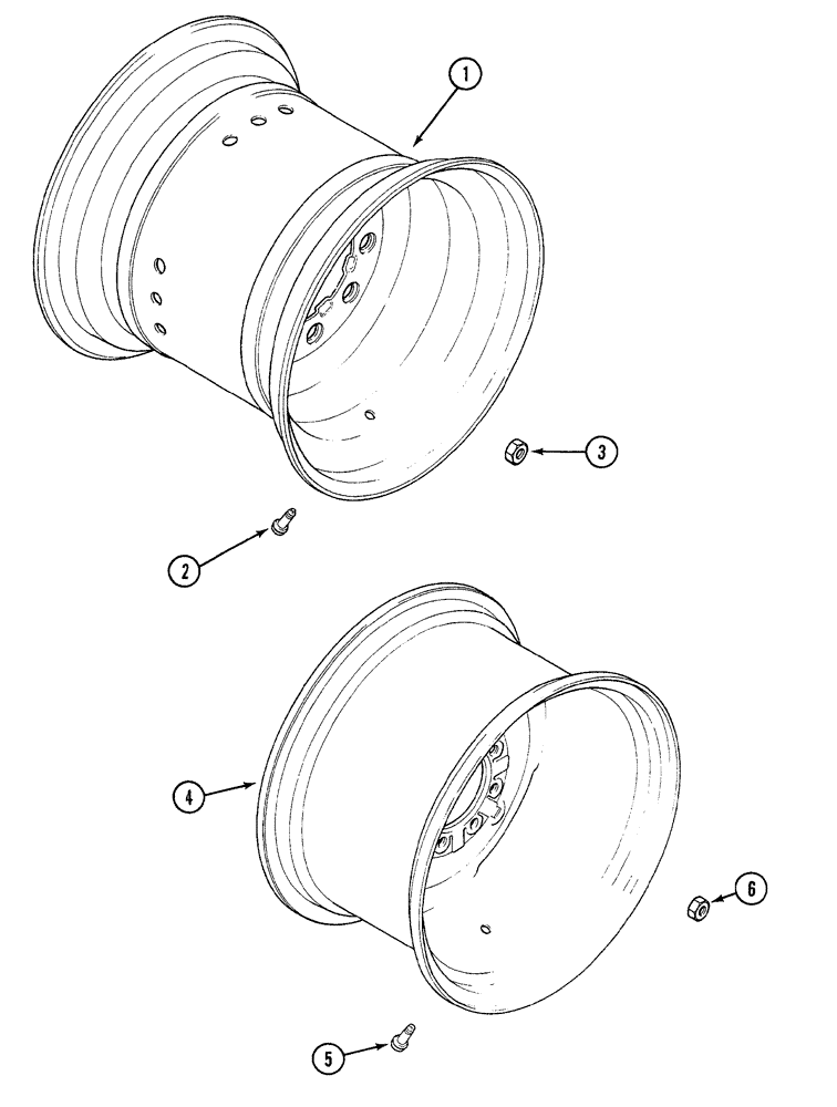 Схема запчастей Case 380B - (6-56) - REAR WHEELS - INTEGRAL DISC TYPE (06) - POWER TRAIN