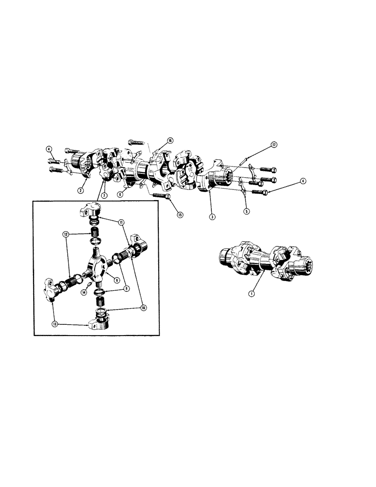 Схема запчастей Case 520 - (072[1]) - DRIVESHAFT AND UNIVERSAL JOINTS (03) - TRANSMISSION