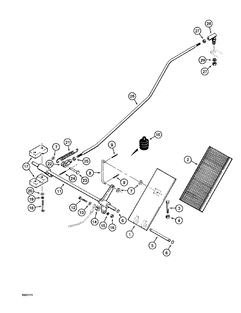 Схема запчастей Case 590 - (3-08) - THROTTLE CONTROL LINKAGE, FOOT CONTROLS (03) - FUEL SYSTEM
