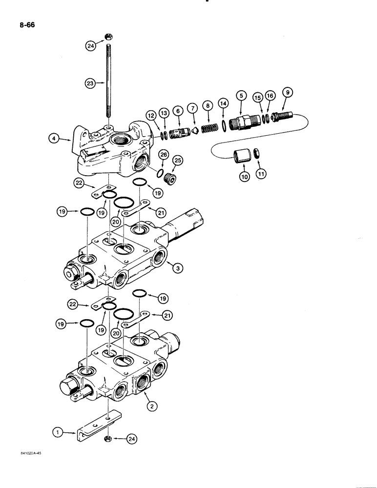 Схема запчастей Case 480E LL - (8-066) - CASE LOADER CONTROL VALVE (08) - HYDRAULICS