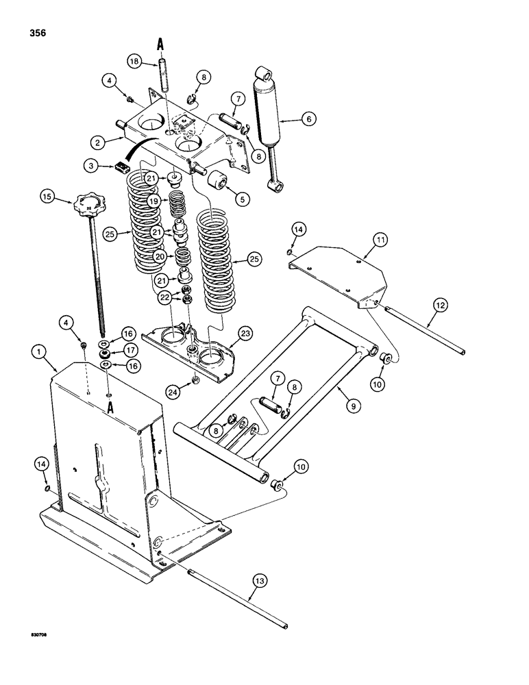 Схема запчастей Case 680H - (356) - SUSPENSION SEAT ADJUSTER ASSEMBLY (09) - CHASSIS/ATTACHMENTS