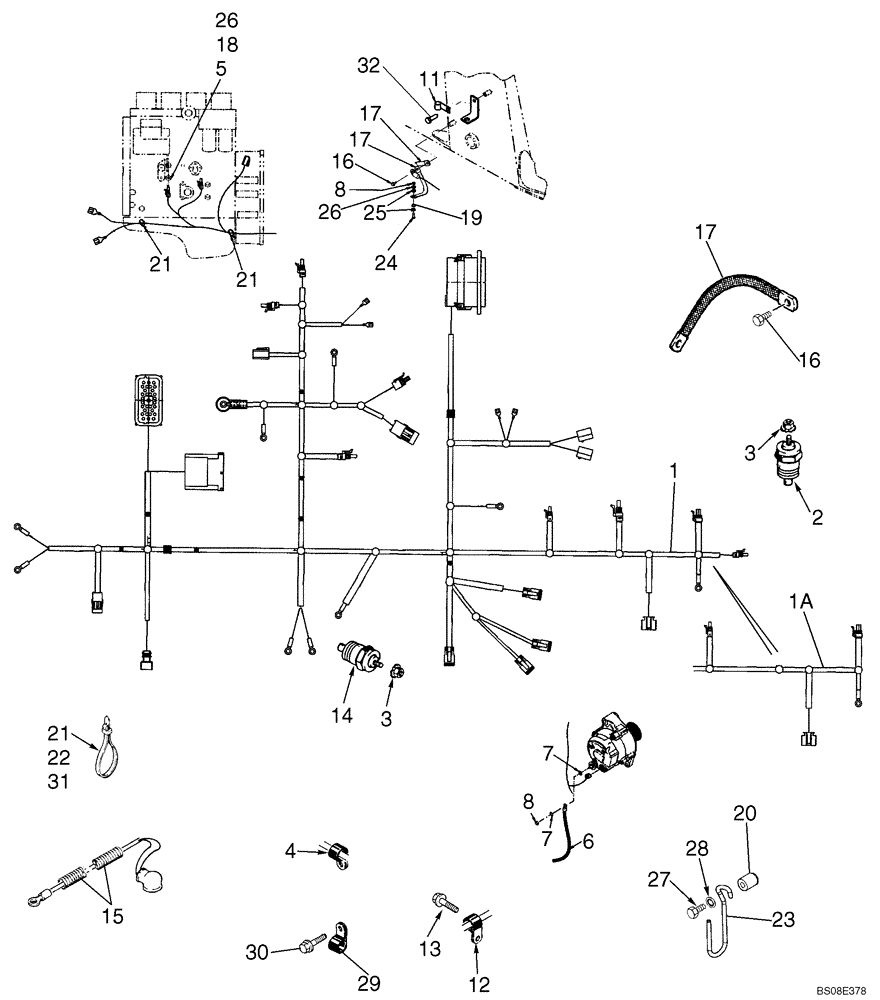 Схема запчастей Case 570MXT - (04-04) - HARNESS, ENGINE - MOUNTING AND CONNECTIONS (04) - ELECTRICAL SYSTEMS