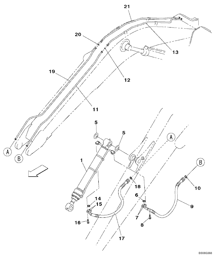 Схема запчастей Case CX470B - (08-13) - HYDRAULICS - BUCKET (08) - HYDRAULICS