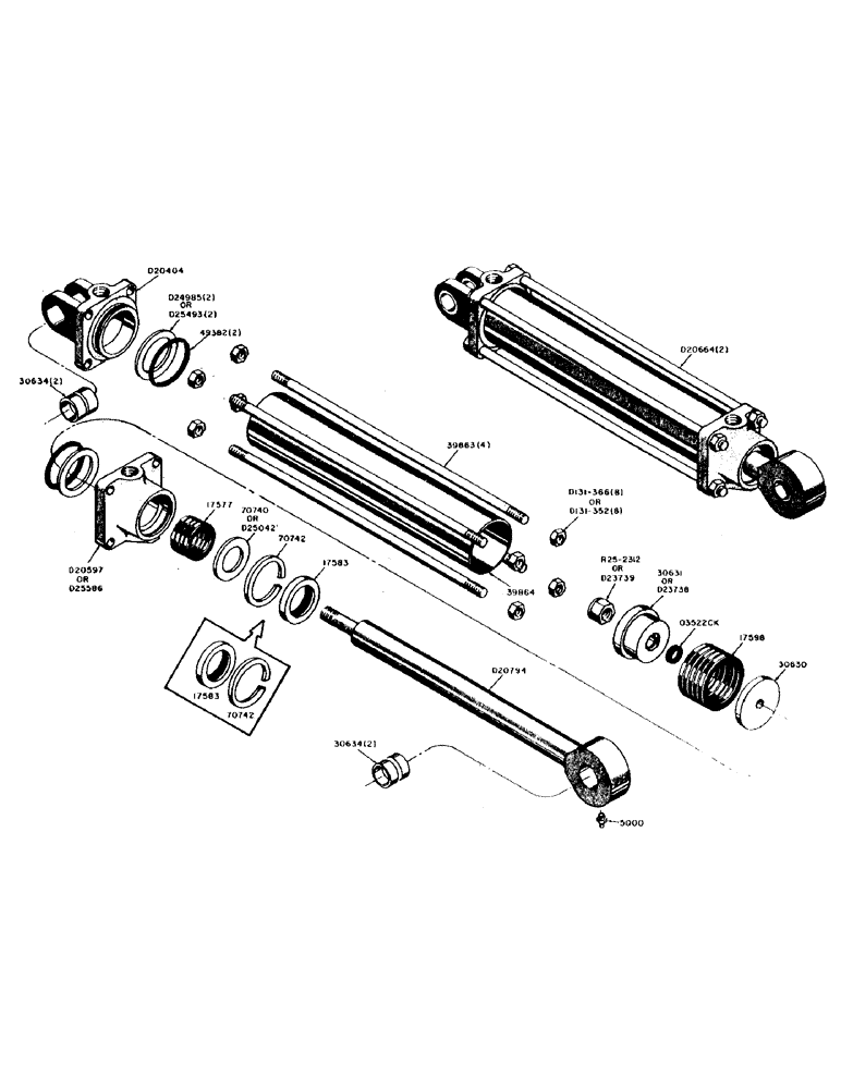 Схема запчастей Case UTILITY - (30) - D20664 HYDRAULIC LIFT CYLINDER, 1-1/2 INCH ROD 