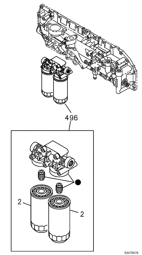 Схема запчастей Case CX470B - (02-35) - OIL FILTER (02) - ENGINE