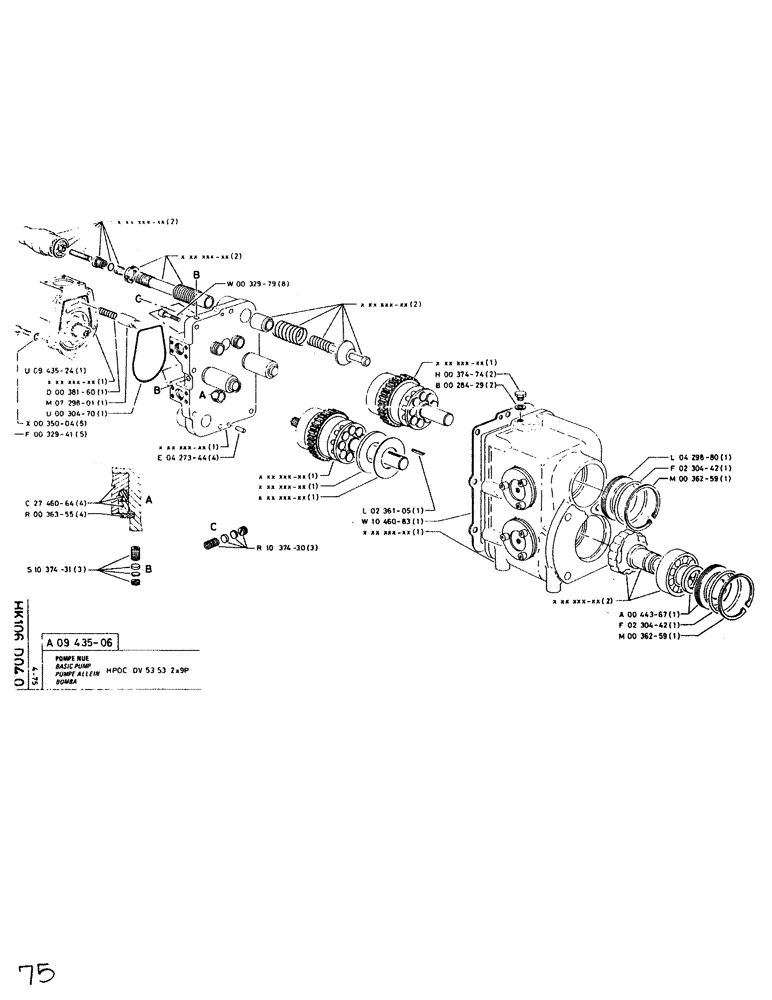 Схема запчастей Case SC150 - (075) - BASIC PUMP 