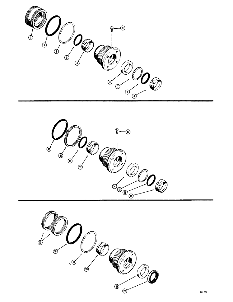 Схема запчастей Case 34 - (136) - CYLINDER PACKING KITS, D37357 CYLINDER PK. KIT, D42874 GLAND PK. KIT,G32293 CYLINDER PK. KIT 