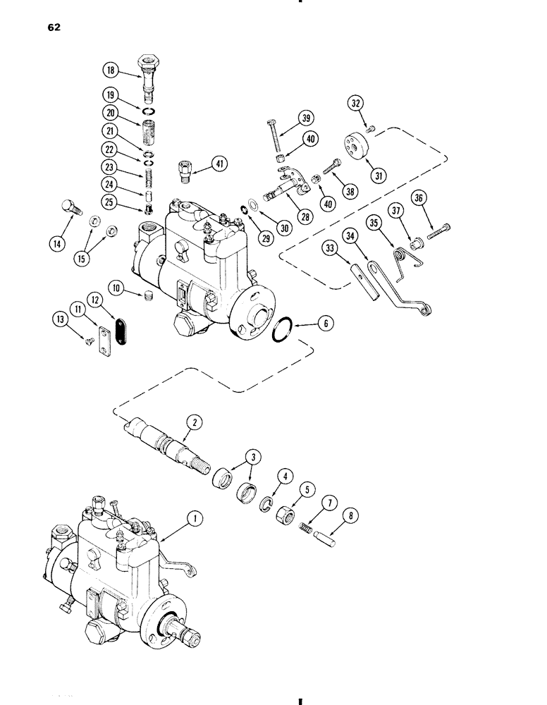 Схема запчастей Case W11 - (062) - INJECTION PUMP, 207 DIESEL ENGINE, PRIOR TO ENGINE SERIAL NO. 4310686 (03) - FUEL SYSTEM