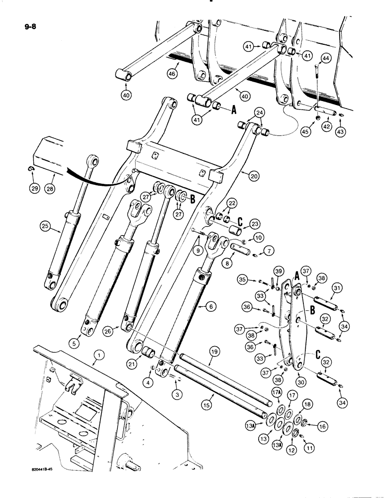 Схема запчастей Case W20C - (9-008) - LOADER LIFT FRAME (09) - CHASSIS/ATTACHMENTS