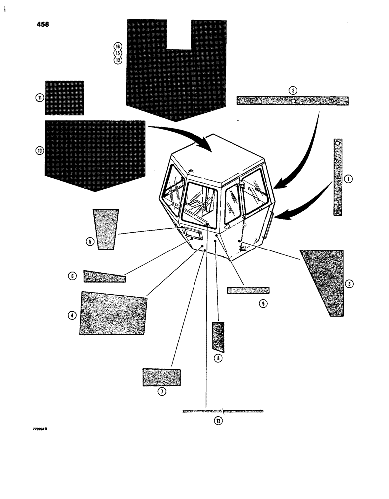 Схема запчастей Case W24C - (458) - NOISE REDUCTION PADS, USED ON CAB SN 27750 AND AFTER (09) - CHASSIS/ATTACHMENTS