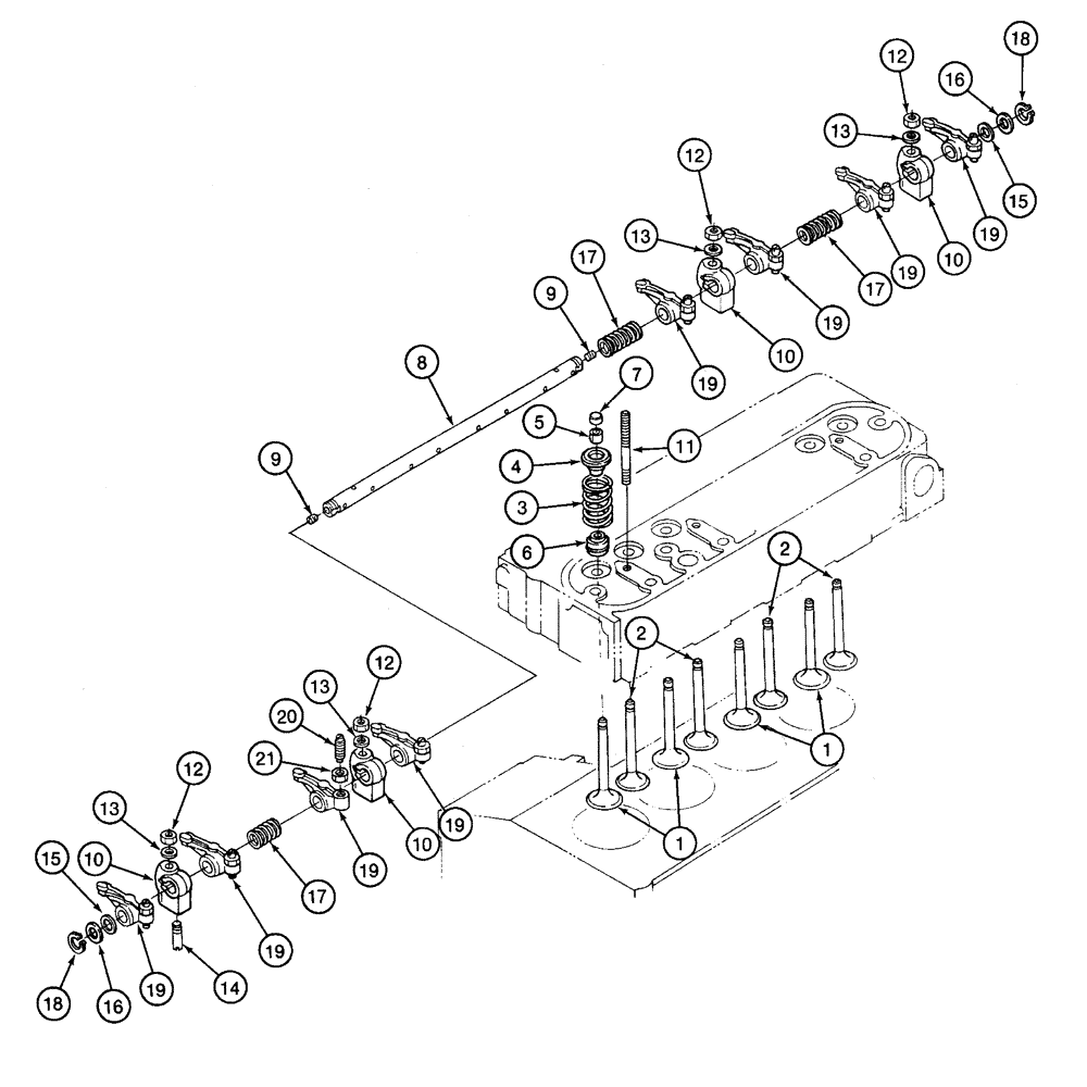 Схема запчастей Case 460 - (2-26) - VALVE MECHANISM, KUBOTA V1505-B ENGINE (02) - ENGINE