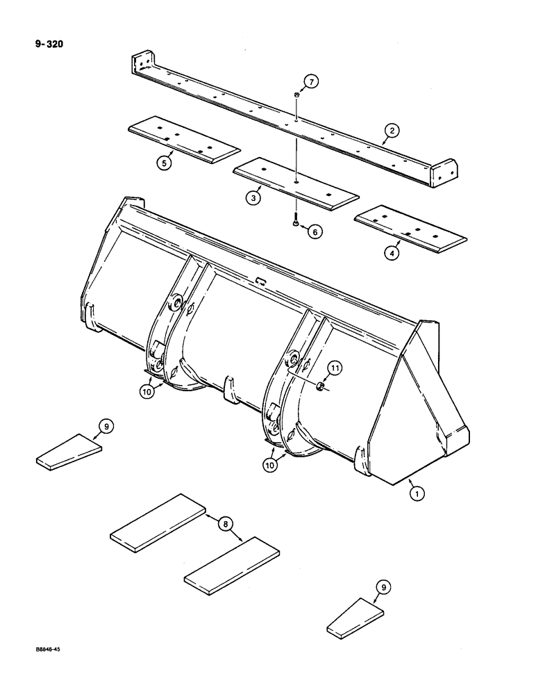 Схема запчастей Case W36 - (9-320) - LOADER BUCKETS (09) - CHASSIS/ATTACHMENTS