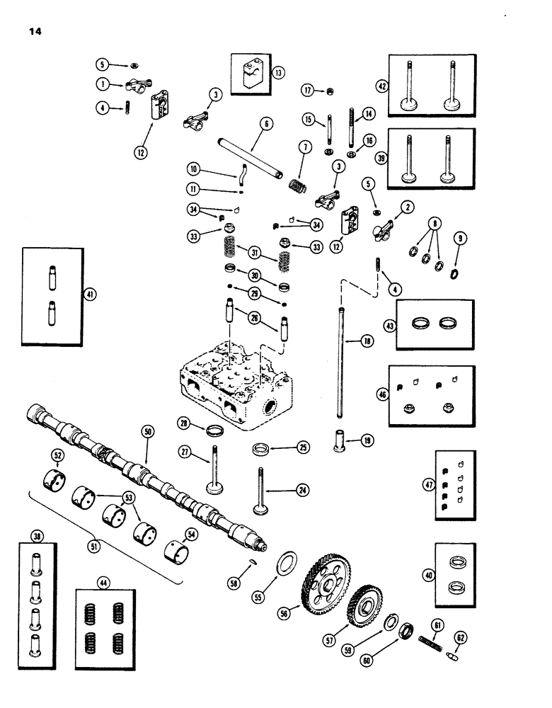 Схема запчастей Case W24 - (014) - VALVE MECHANISM AND CAMSHAFT, (504B) DIESEL ENGINE (02) - ENGINE