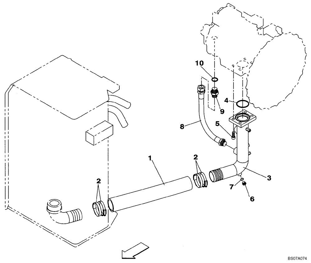 Схема запчастей Case CX130B - (08-05) - HYDRAULICS - PUMP SUCTION LINE (08) - HYDRAULICS