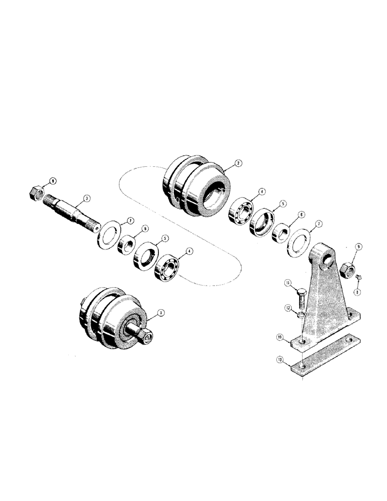 Схема запчастей Case 310 - (076[1]) - TRACK CARRIER ROLLER (04) - UNDERCARRIAGE