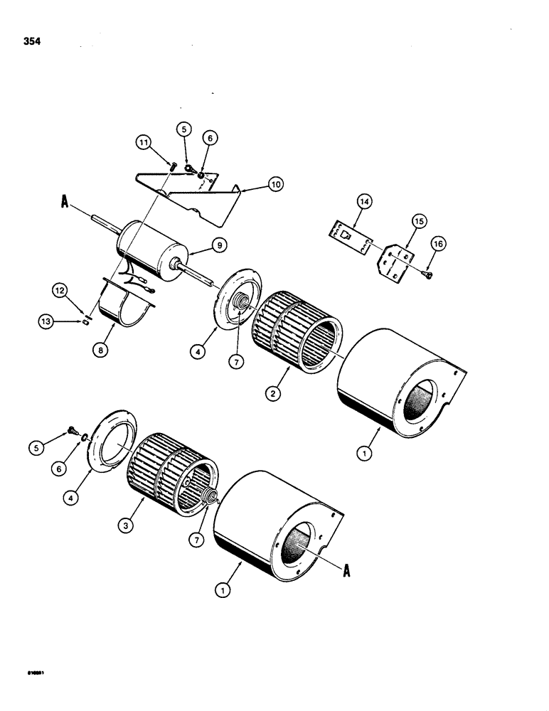 Схема запчастей Case 850C - (354) - CAB BLOWER (05) - UPPERSTRUCTURE CHASSIS