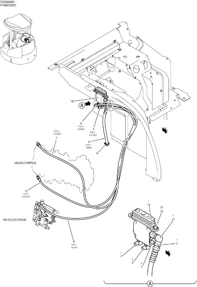 Схема запчастей Case CX50B - (01-041) - CONTROL LINES, REMOTE (DOZER) (35) - HYDRAULIC SYSTEMS