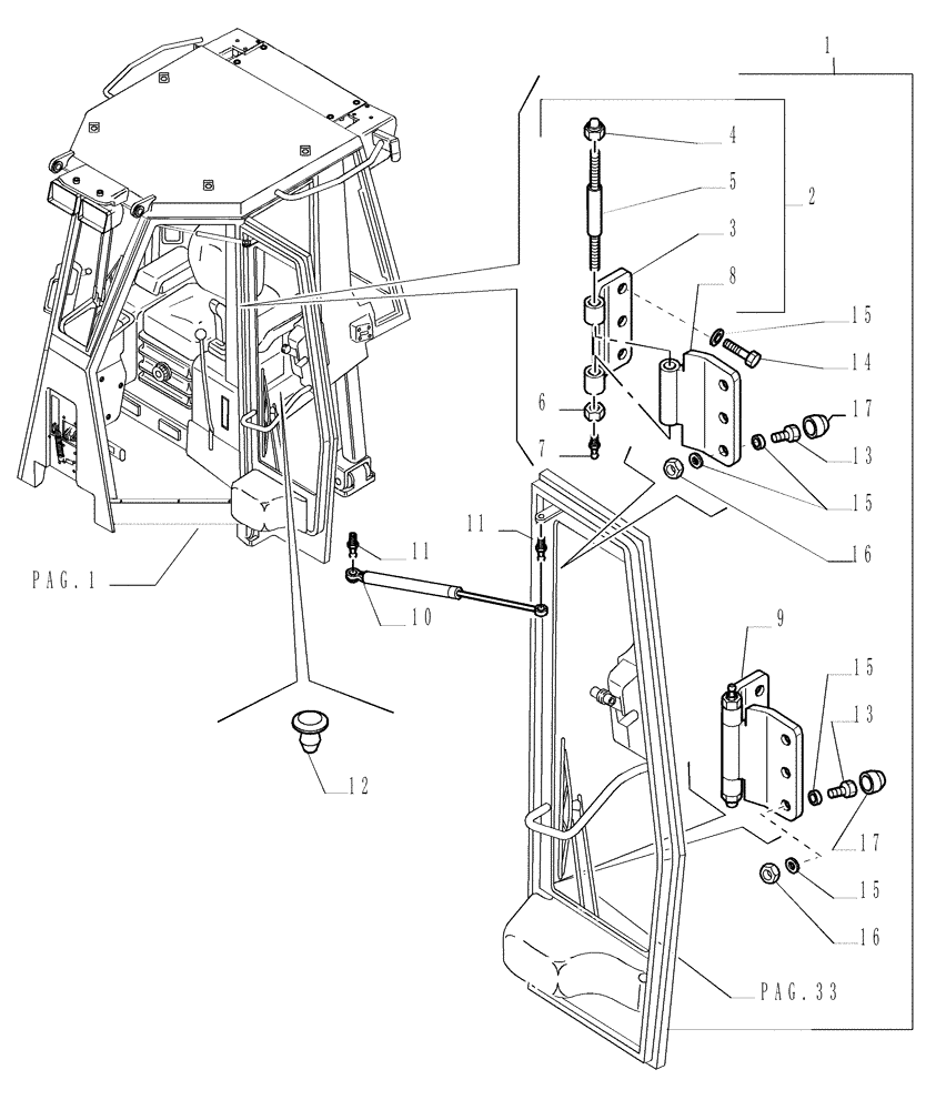 Схема запчастей Case 1850K - (9.654[32]) - ROPS CAB - DOOR - OPTIONAL CODE 784110131 (19) - OPTIONS