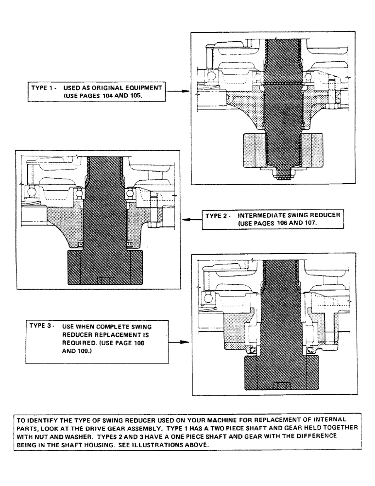 Схема запчастей Case 40BLC - (103) - SWING REDUCER IDENTIFICATION (04) - UNDERCARRIAGE