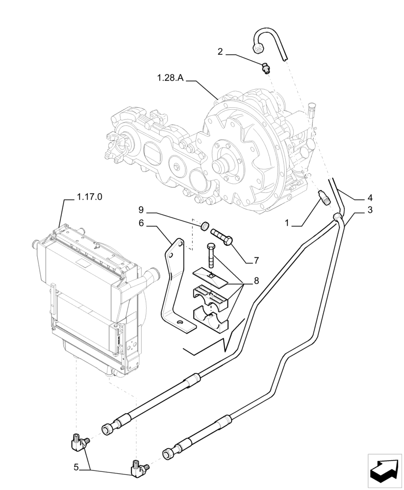 Схема запчастей Case TX742 - (1.28.8[01]) - TRANSMISSION LUBRIFICATION SYSTEM (21) - TRANSMISSION