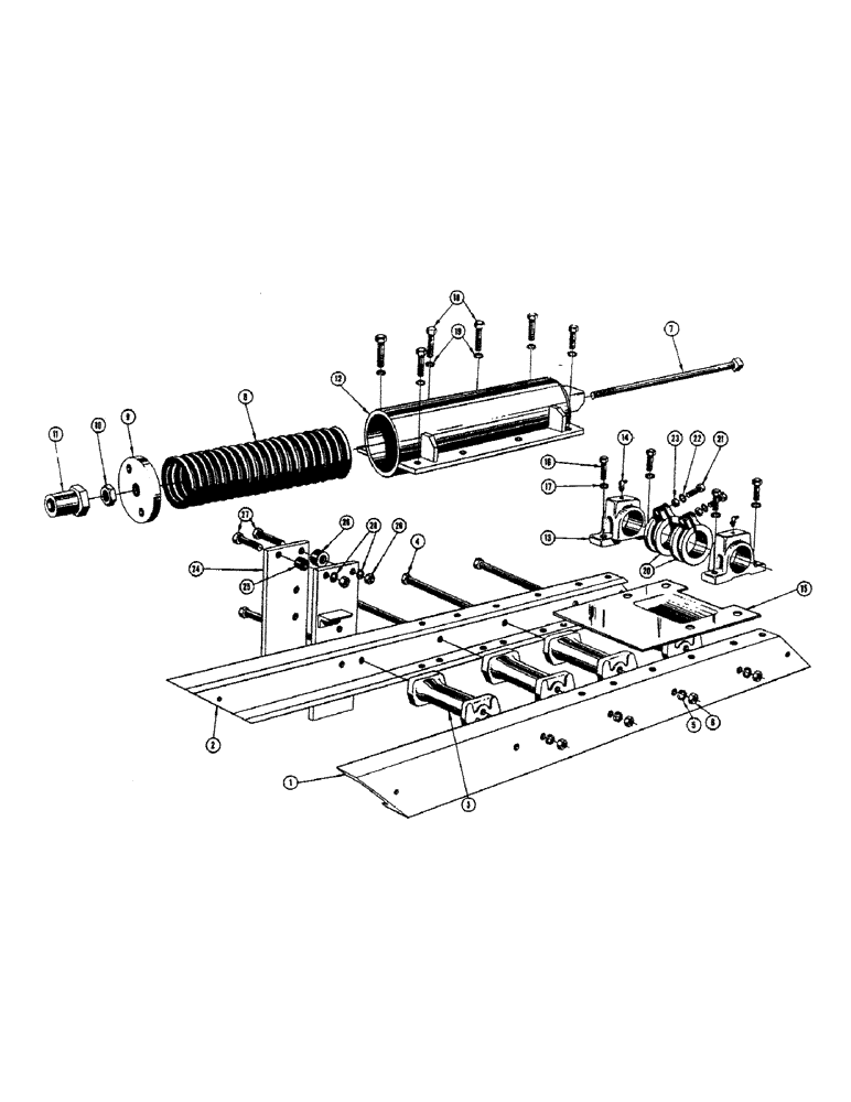 Схема запчастей Case 520 - (088) - TRACK FRAME AND RECOIL SPRING (04) - UNDERCARRIAGE