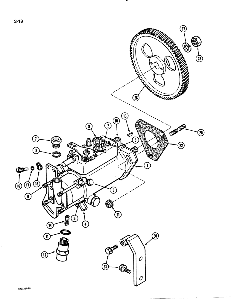 Схема запчастей Case 455C - (3-18) - FUEL INJECTION PUMP AND DRIVE, 4-390 ENGINE (03) - FUEL SYSTEM