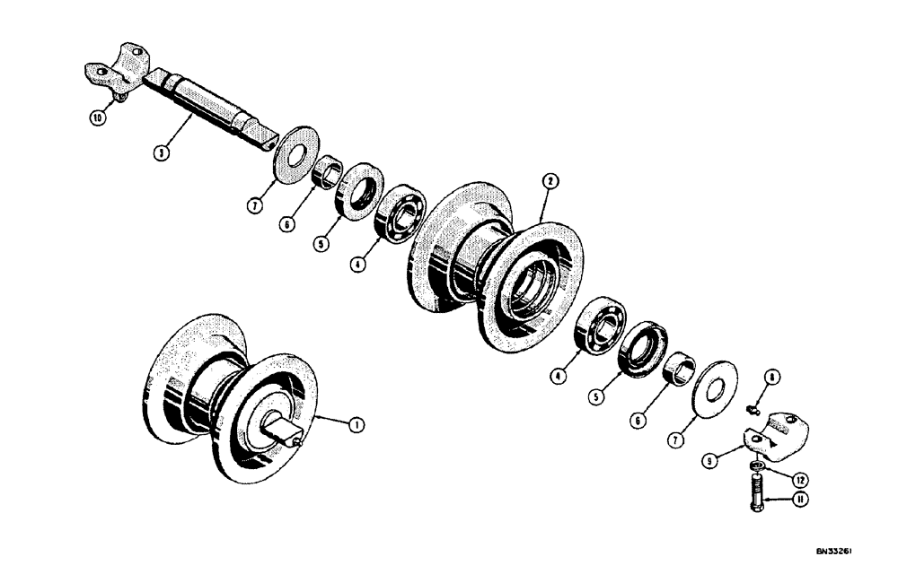 Схема запчастей Case 310E - (055) - TRACK ROLLER (BACKHOE MODELS) (04) - UNDERCARRIAGE