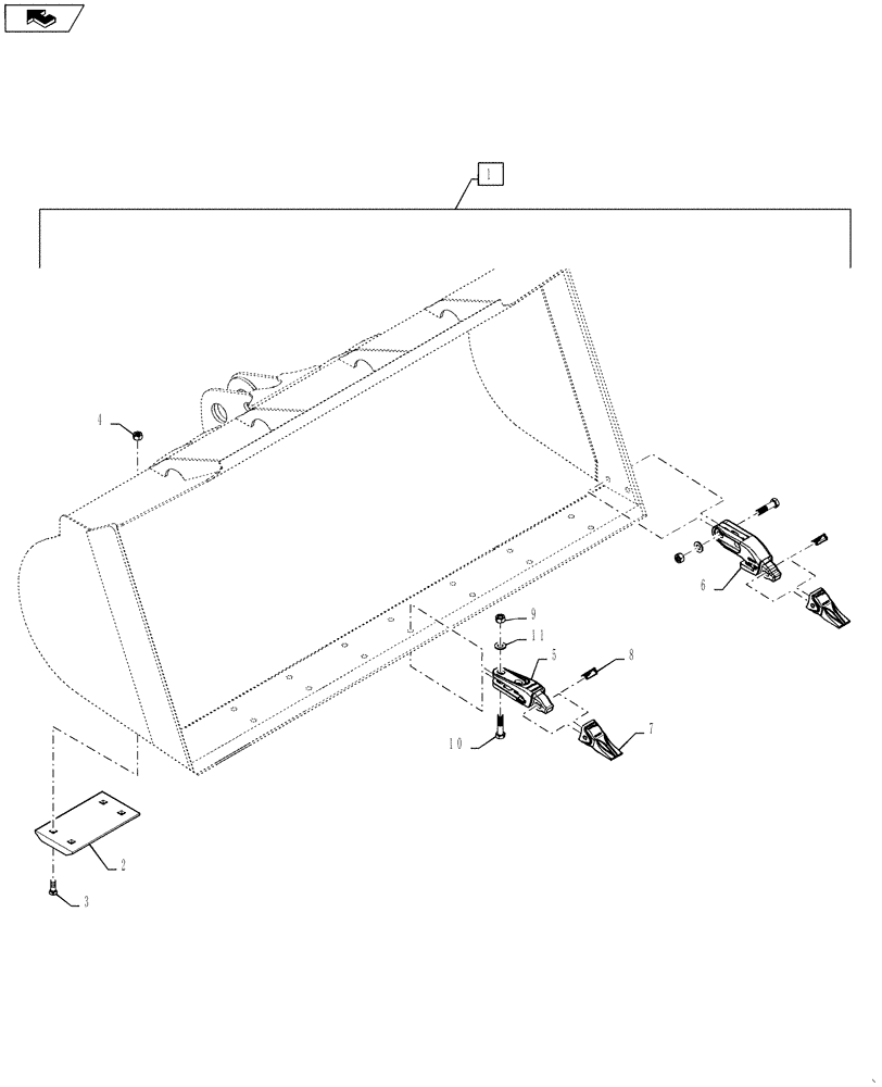 Схема запчастей Case 921F - (82.100.02[04]) - LOADER BUCKET COUPLER MOUNT WITH TEETH (82) - FRONT LOADER & BUCKET