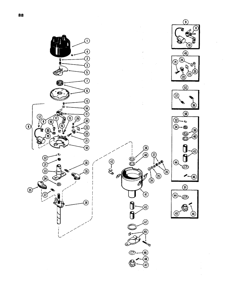 Схема запчастей Case 450 - (088) - A30358 DISTRIBUTOR, (188) SPARK IGNITION ENGINE (06) - ELECTRICAL SYSTEMS