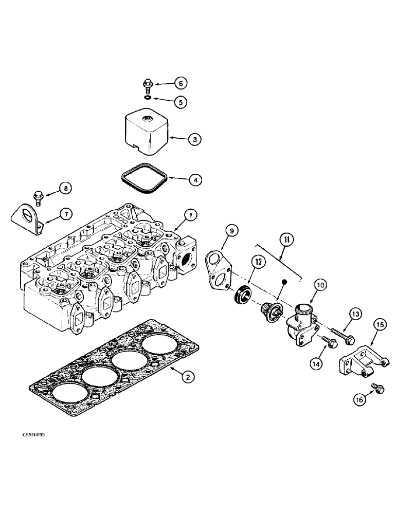 Схема запчастей Case 688BCK - (2-32) - CYLINDER HEAD COVERS AND GASKET, 688B CK (120301-) (01) - ENGINE