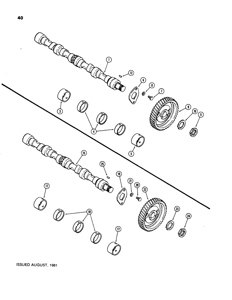 Схема запчастей Case 480C - (040) - CAMSHAFT, 188 DIESEL ENGINE, USED ENGINE SERIAL NUMBER 2850355 AND AFTER (10) - ENGINE