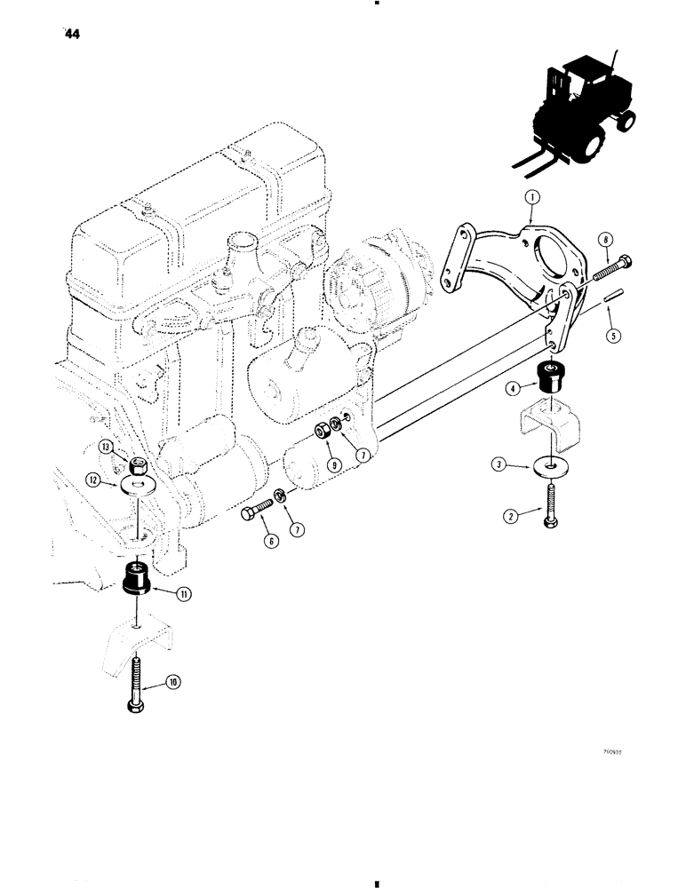 Схема запчастей Case 584C - (044) - ENGINE MOUNTING (10) - ENGINE
