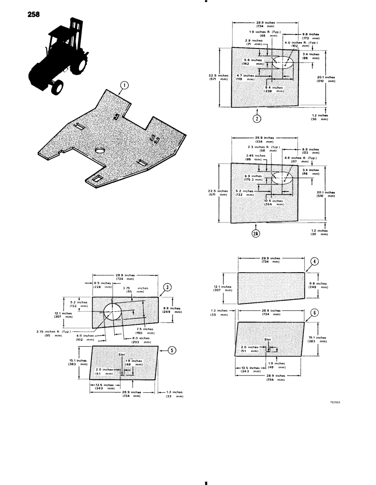 Схема запчастей Case 584C - (258) - NOISE REDUCTION PADS (90) - PLATFORM, CAB, BODYWORK AND DECALS