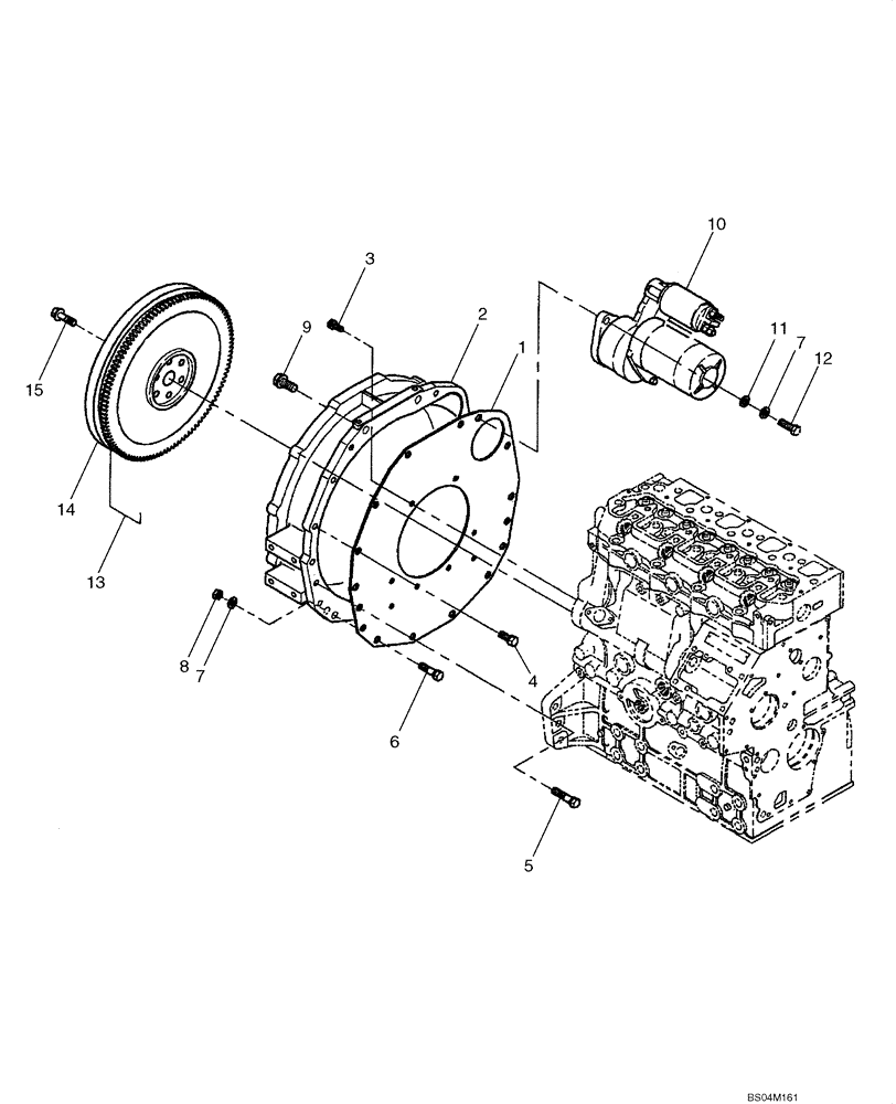 Схема запчастей Case SR175 - (10.103.02) - FLYWHEEL, BELL HOUSING & STARTER (10) - ENGINE