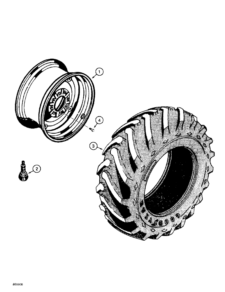 Схема запчастей Case 584E - (5-22) - FRONT WHEELS AND TIRES, TWO WHEEL DRIVE MODELS, 16.9 X 24 AND 17.5L X 24 FIXED DISC WHEEL (05) - STEERING