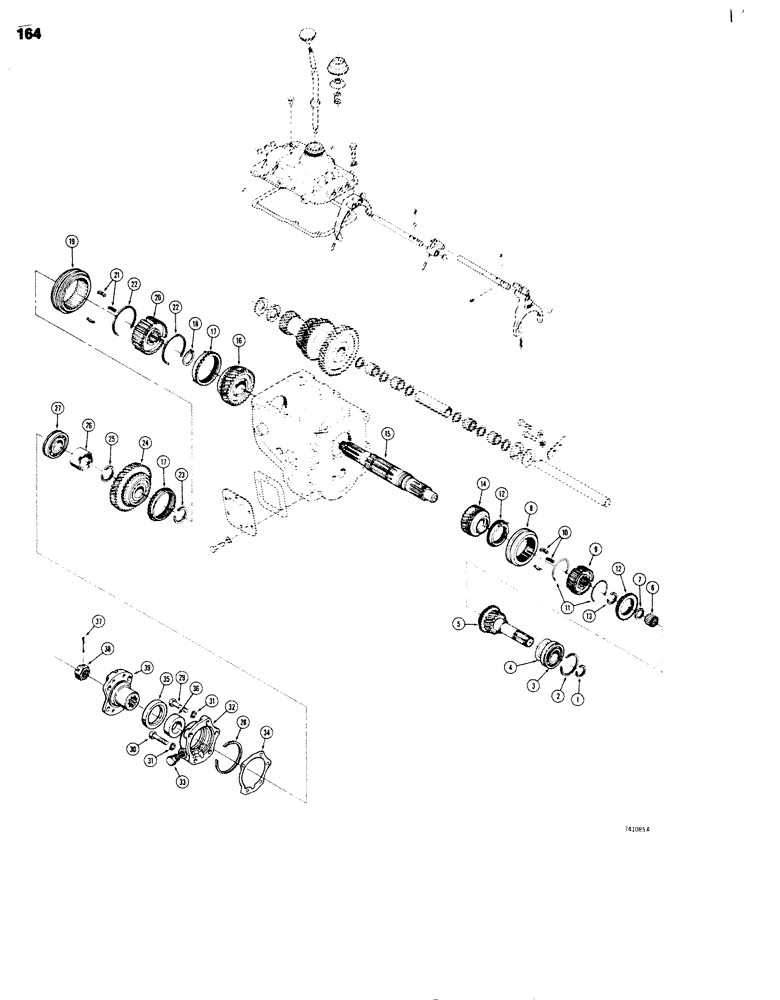 Схема запчастей Case 680G - (164) - TRANSMISSION, MAIN SHAFT AND GEARS (06) - POWER TRAIN
