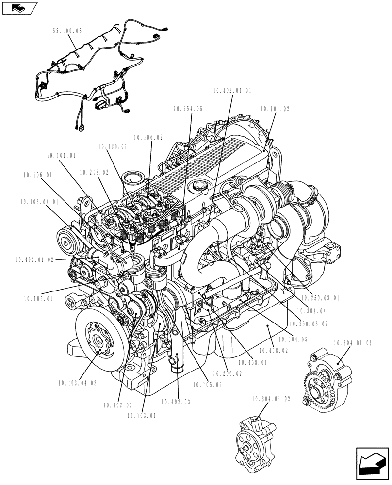 Схема запчастей Case F3DFA613A E001 - (10.000.01[01]) - ENGINE (504384987) (10) - ENGINE