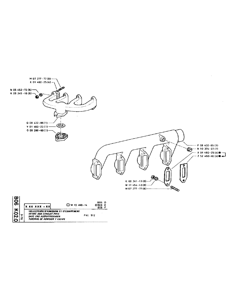 Схема запчастей Case TC45 - (040) - INTAKE AND EXHAUST PIPES 