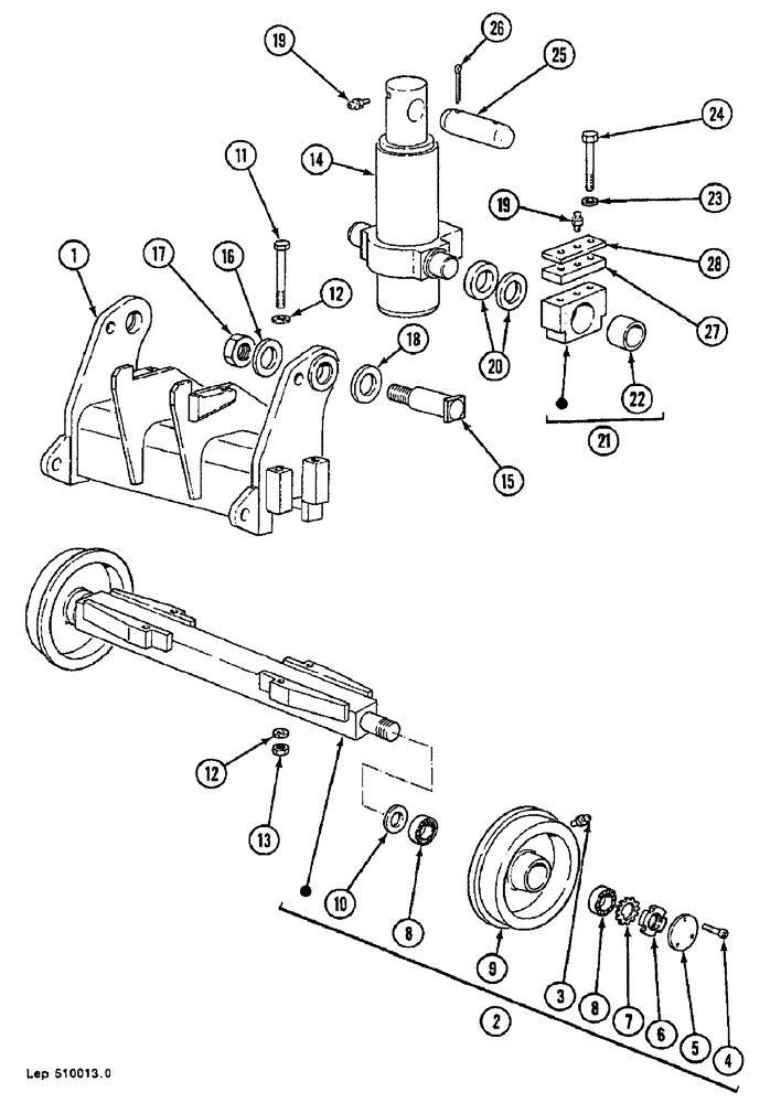 Схема запчастей Case 688B - (42) - REAR RAIL GUIDE SUPPORT (04) - UNDERCARRIAGE