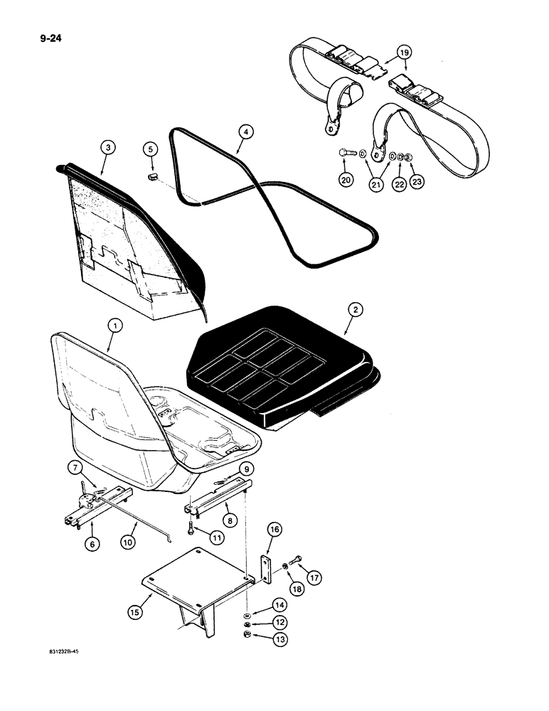 Схема запчастей Case W11B - (9-024) - STANDARD SEAT AND COMPONENTS (09) - CHASSIS/ATTACHMENTS
