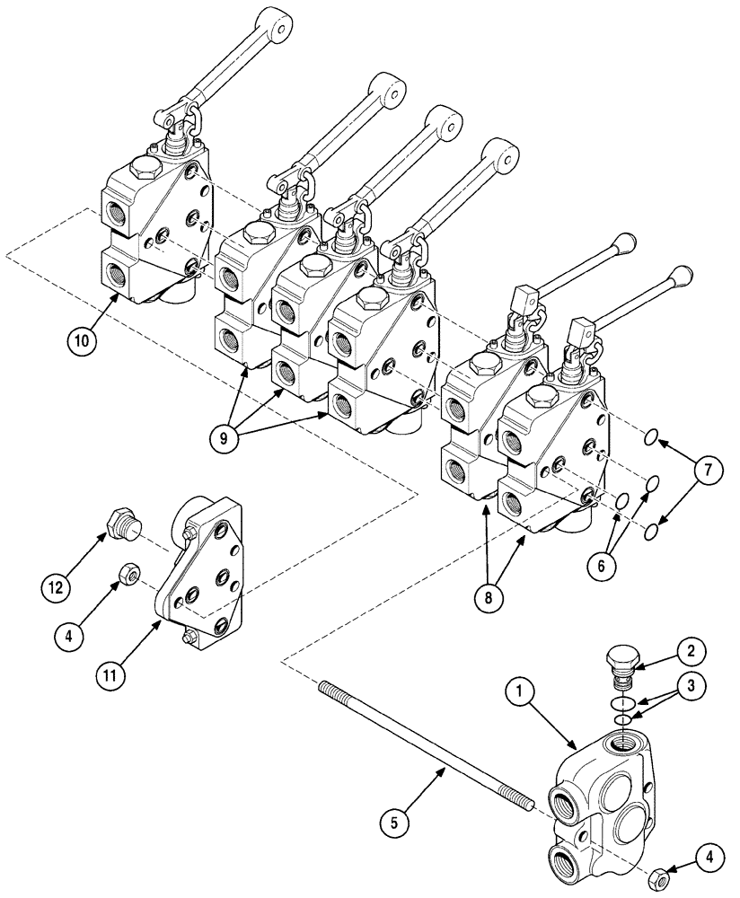 Схема запчастей Case 6010 - (08-19) - VALVE ASSY - REAR CONTROL, 336367A3 (35) - HYDRAULIC SYSTEMS